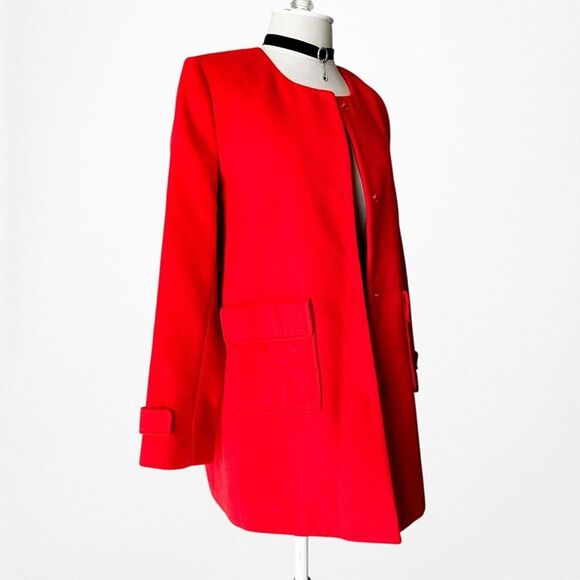 Vintage Y2K Orange Red Padded Shoulder Oversized Long Blazer Jacket Size S/M - Picture 4 of 6